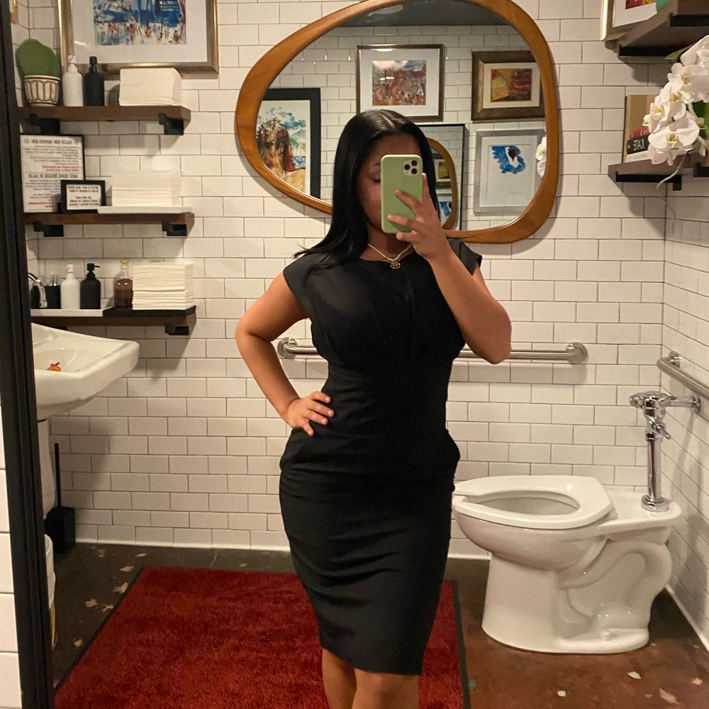 Banana Republic formal black short sleeve midi dress